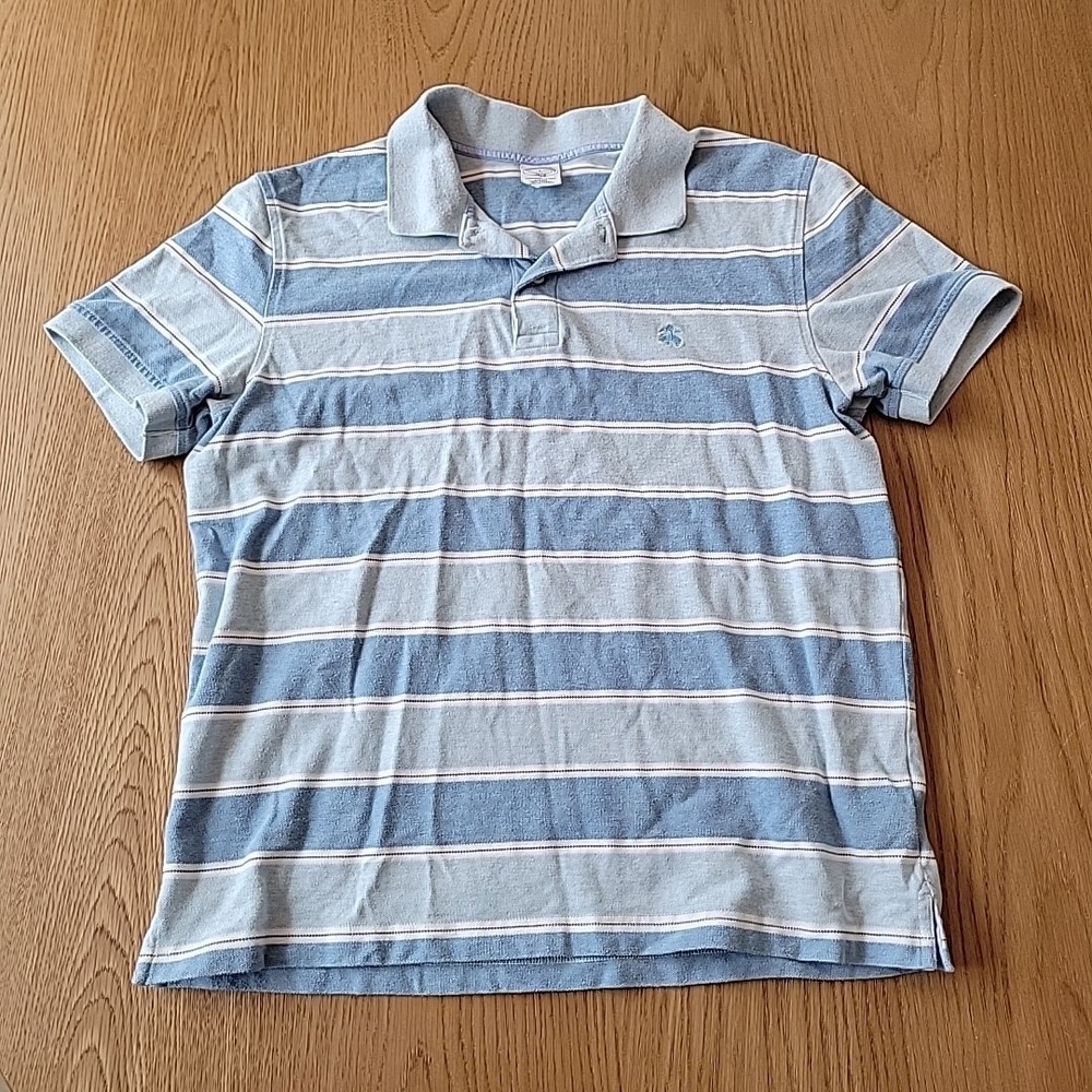 Brooks Brothers Striped Performance Polo Shirt Size Large Slim Fit Blue Preppy
